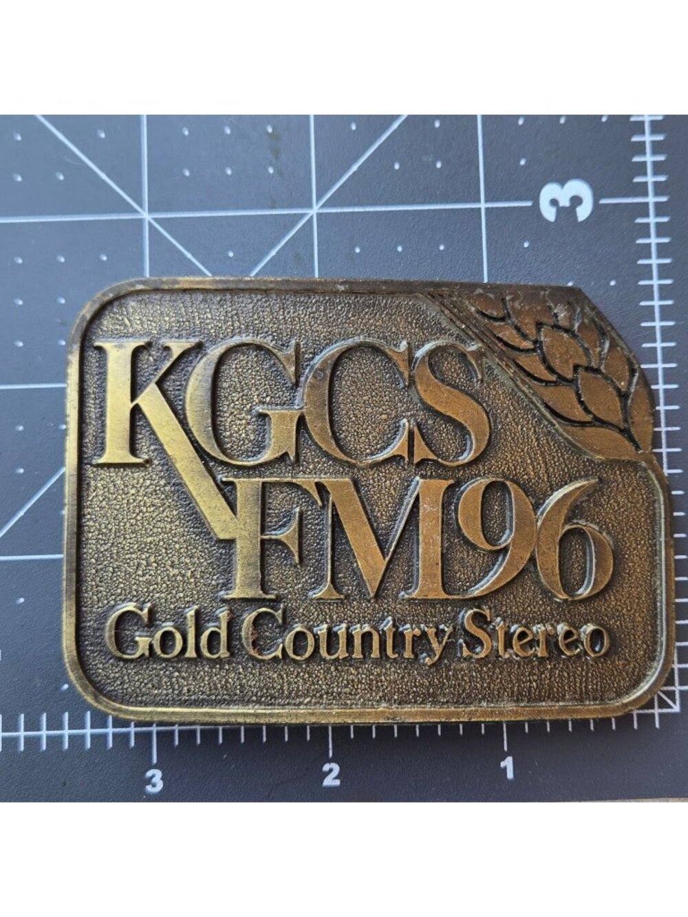 Radio Station Belt Buckle Gold Country Music FM 96 Vintage Musician KGCS FM96